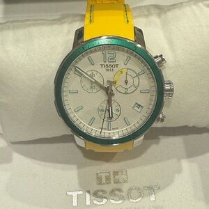 Tissot Watch with Yellow Strap and Silver Details